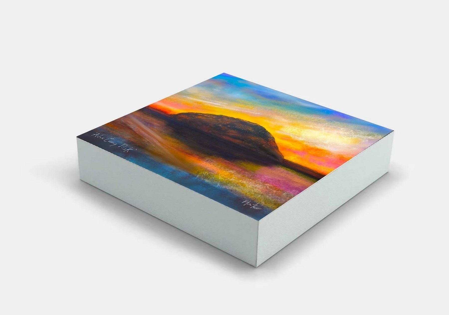 Cromarty Harbour Northern Lights Wooden Art Block | Gifts Made In Scotland