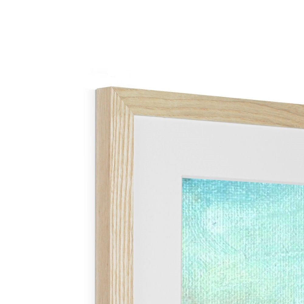 Light oak frame with white mat and abstract blue Cross of Lorraine art print