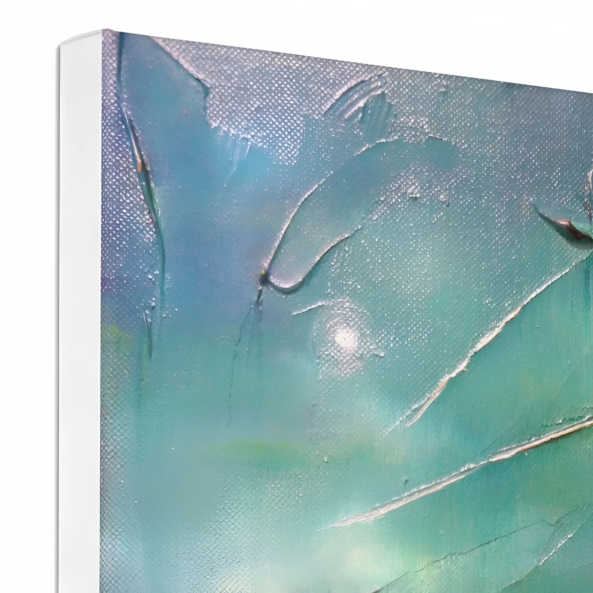 Textured canvas wall art featuring abstract blue and green paint strokes titled The Cuillin From Elgol Canvas