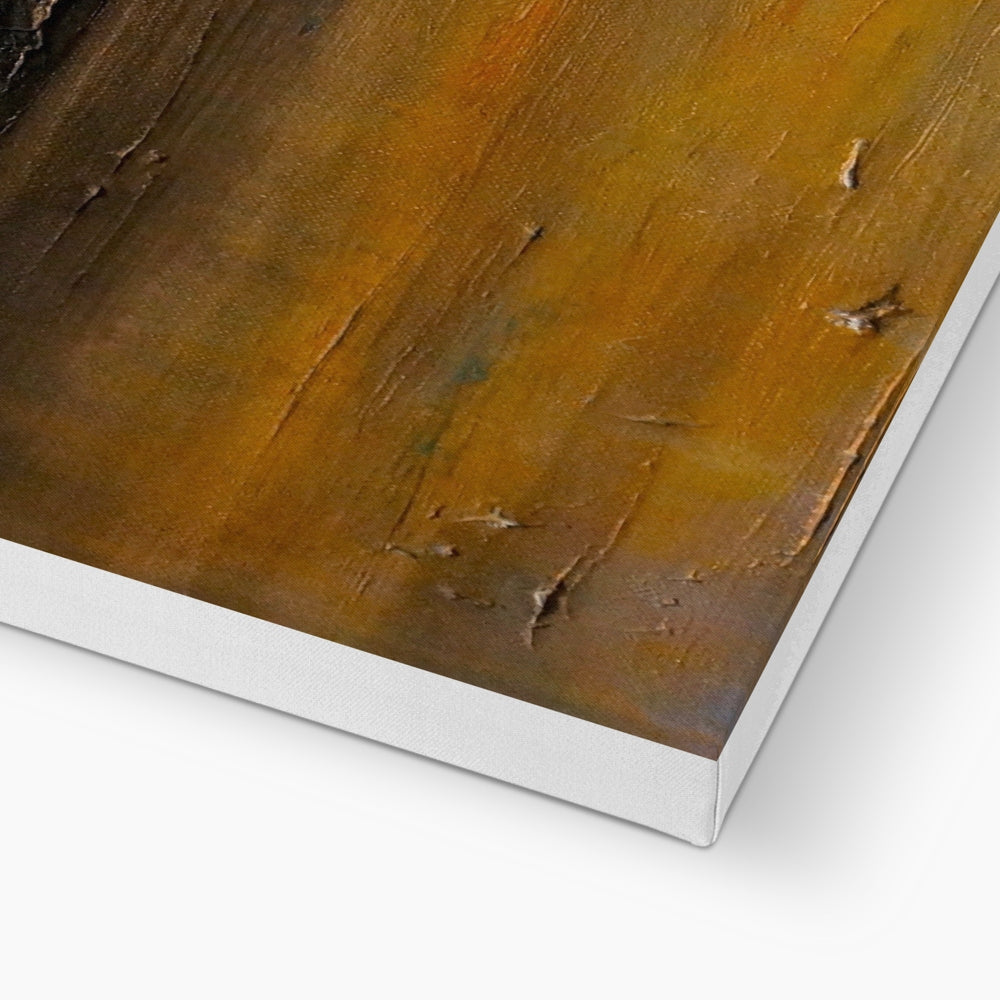 Cuillin Sunset abstract canvas painting in amber brown tones