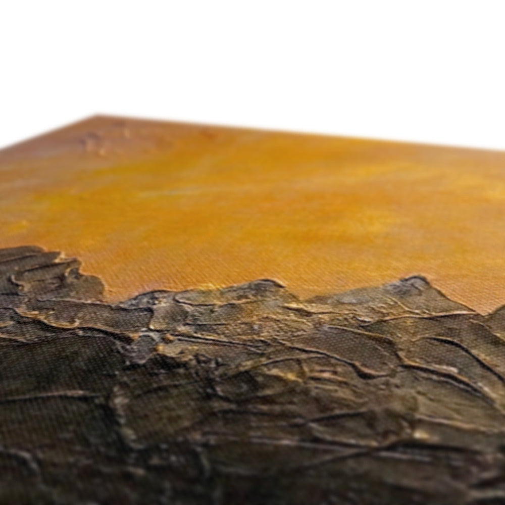 Rustic wooden box with bark edge in Cuillin Sunset Canvas