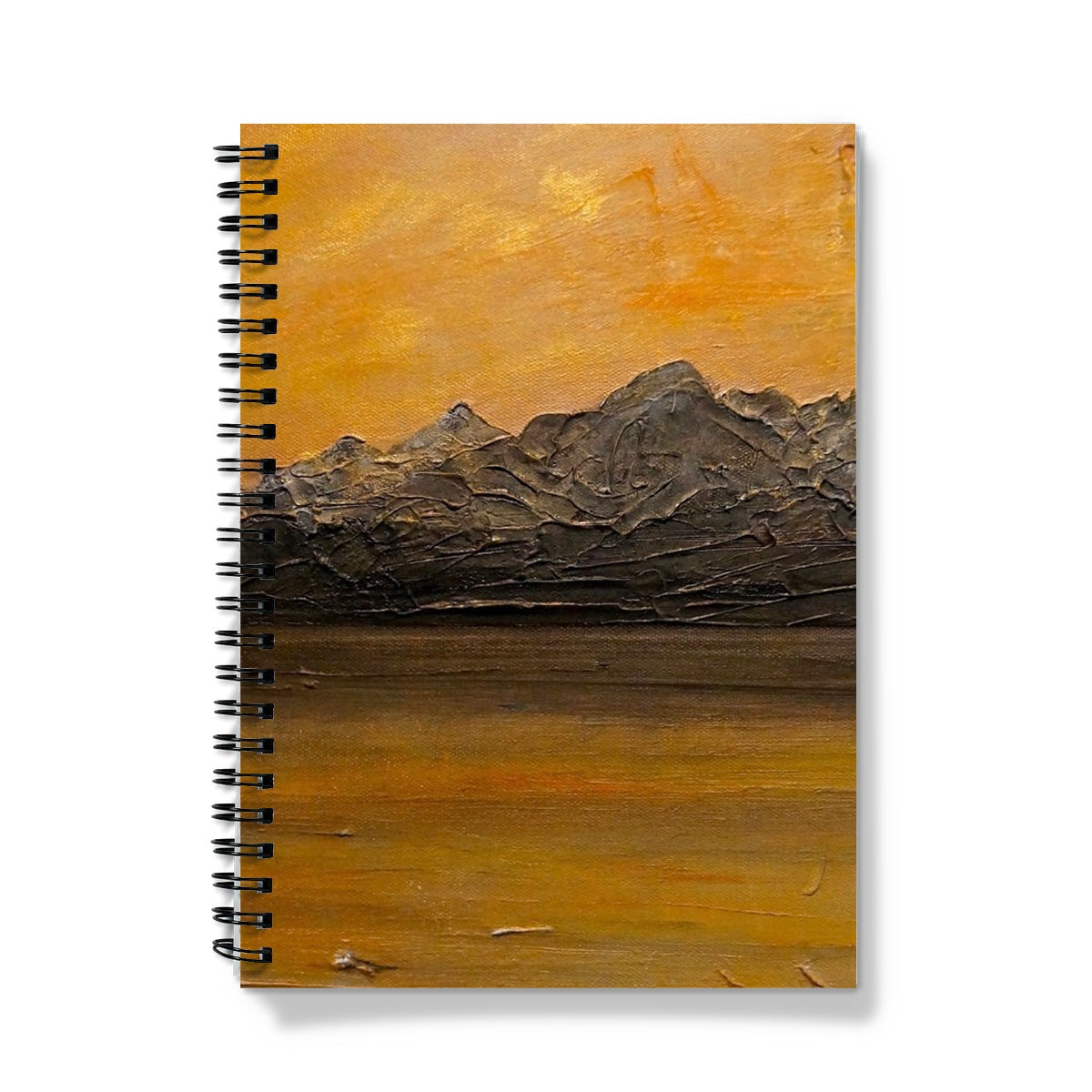 Cuillin Sunset Notebook with orange gray textured mountain landscape