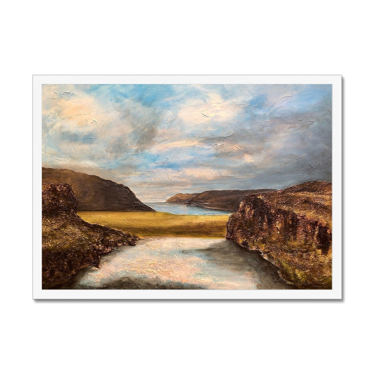 Westfjords Iceland Painting | Framed Prints From Scotland-Framed Prints-World Art Gallery-A2 Landscape-White Frame-Paintings, Prints, Homeware, Art Gifts From Scotland By Scottish Artist Kevin Hunter