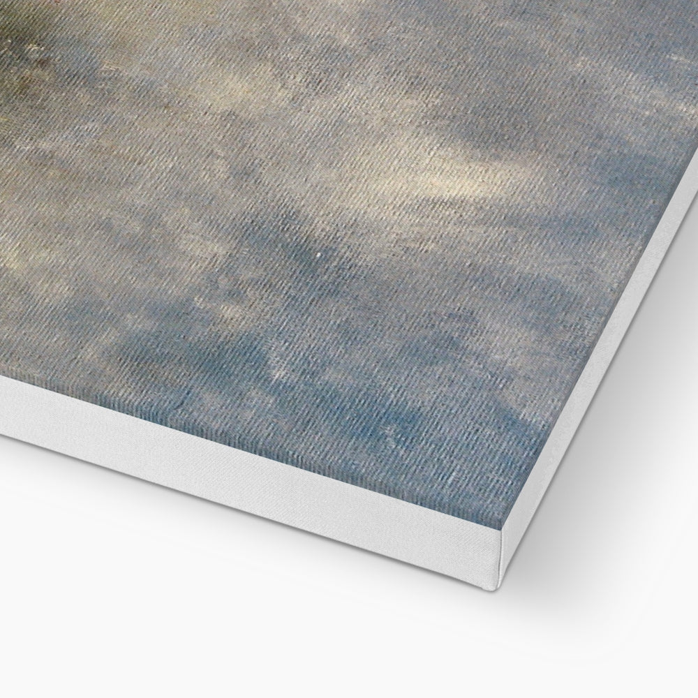 Glasgow Docks in Mist abstract canvas print in muted blues and grays on white frame