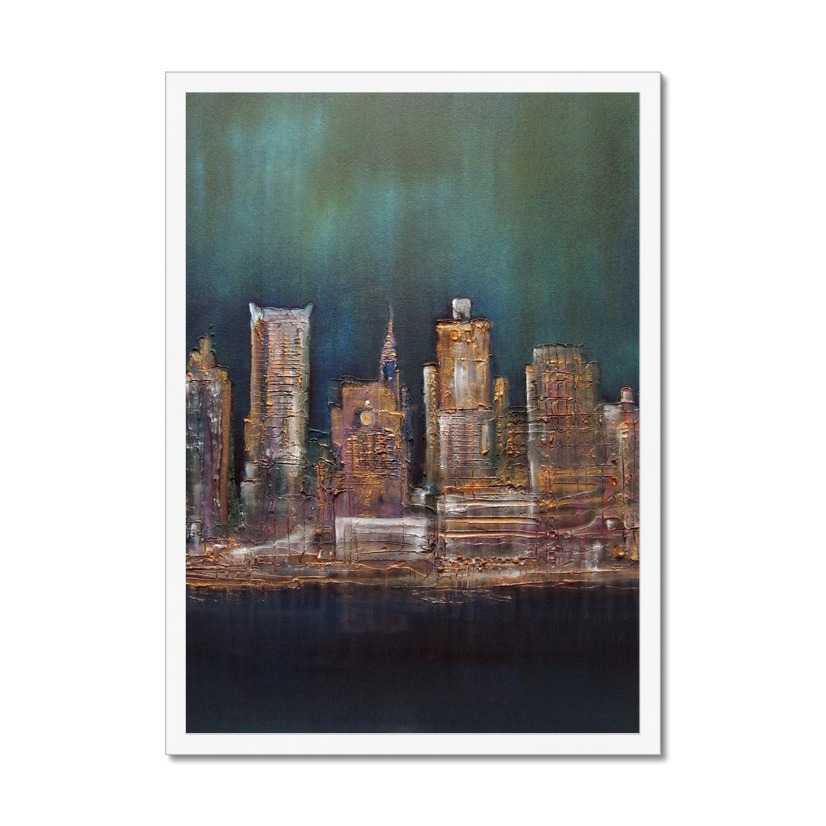 New York West Side Painting | Framed Prints From Scotland-Framed Prints-World Art Gallery-A2 Portrait-White Frame-Paintings, Prints, Homeware, Art Gifts From Scotland By Scottish Artist Kevin Hunter
