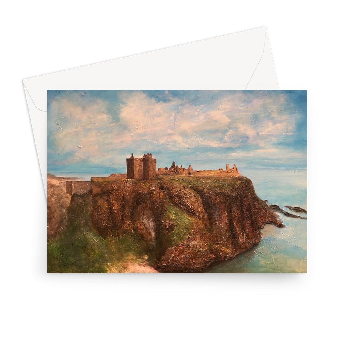 Dunnottar Castle Art Gifts Greeting Card-Stationery-Prodigi-7"x5"-1 Card-Paintings, Prints, Homeware, Art Gifts From Scotland By Scottish Artist Kevin Hunter