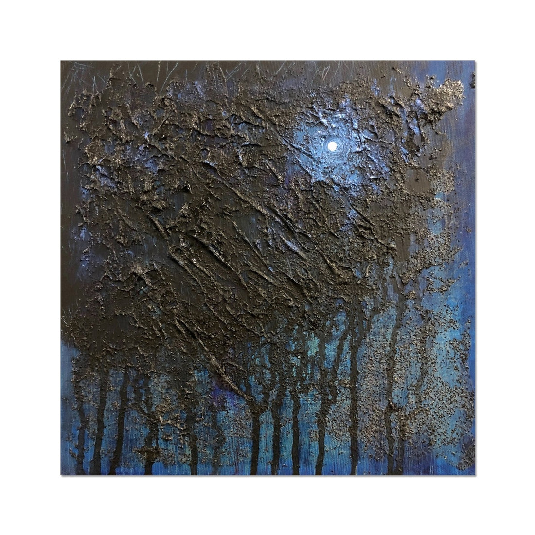 The Blue Moon Wood Abstract Painting | Artist Proof Collector Print | Paintings from Scotland by Scottish Artist Hunter