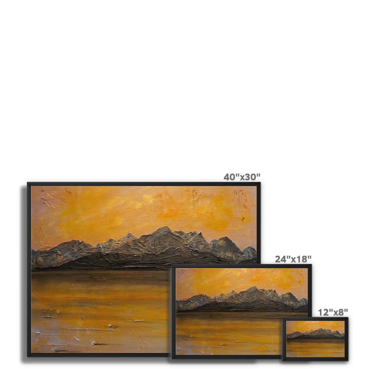 Cuillin Sunset Skye Painting | Framed Canvas From Scotland-Floating Framed Canvas Prints-Skye Art Gallery-Paintings, Prints, Homeware, Art Gifts From Scotland By Scottish Artist Kevin Hunter
