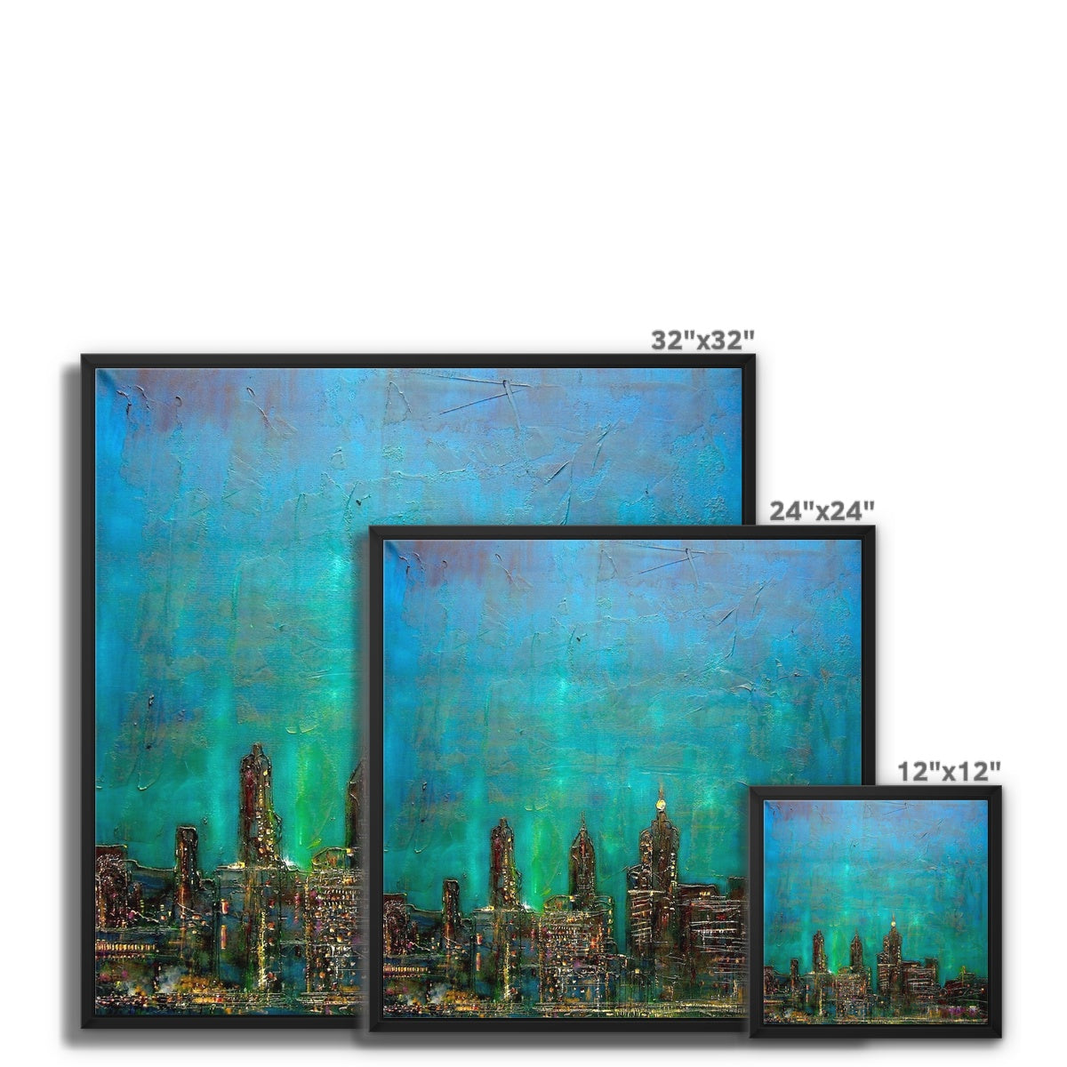 New York Nights Painting | Framed Canvas From Scotland-Floating Framed Canvas Prints-World Art Gallery-Paintings, Prints, Homeware, Art Gifts From Scotland By Scottish Artist Kevin Hunter