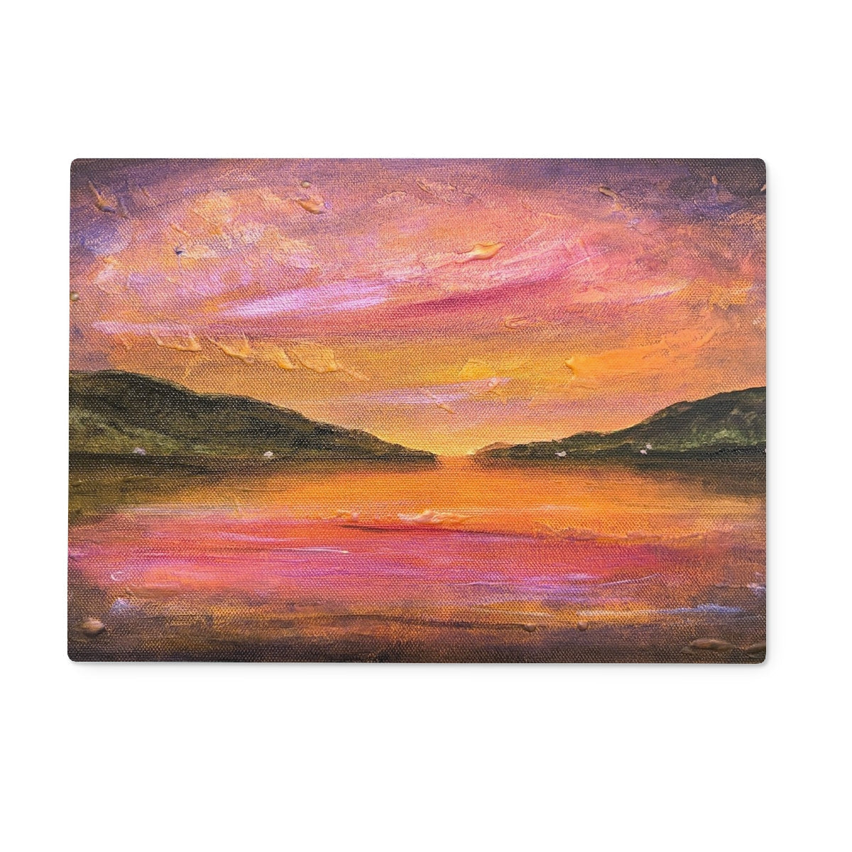 Dawn Breaks Over Loch Ness Glass Chopping Board - Lochs & Mountains Art Gallery Scotland - Free Shipping Worldwide