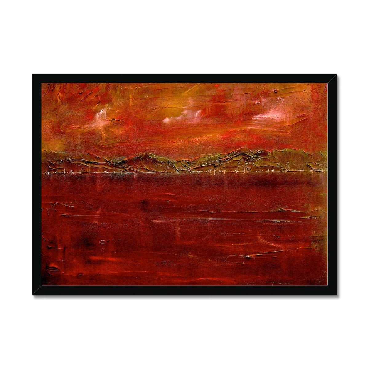 Deep Clyde Dusk Painting | Framed Prints From Scotland-Framed Prints-River Clyde Art Gallery-A2 Landscape-Black Frame-Paintings, Prints, Homeware, Art Gifts From Scotland By Scottish Artist Kevin Hunter