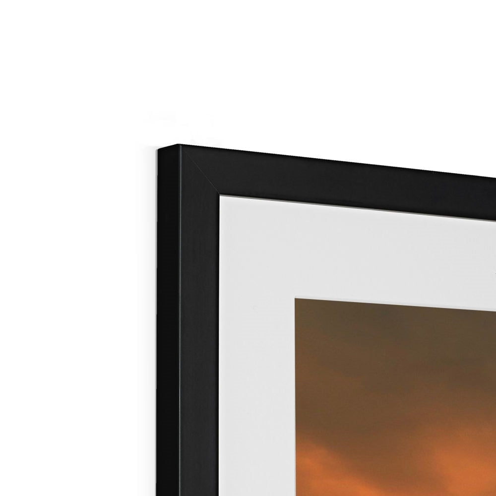 Black matte frame with white mat and Deep Loch Leven sunset art print