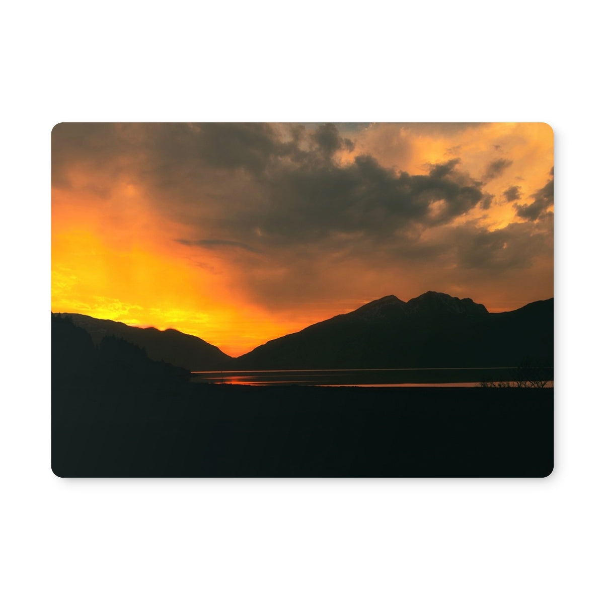 Deep Loch Leven Sunset Placemat featuring a lakeside mountain sunset landscape