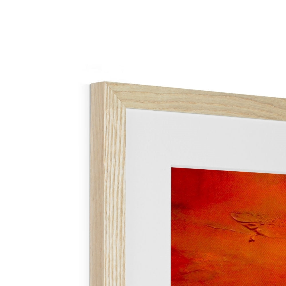 Deep Loch Lomond Sunset: Wooden Frame with Red Abstract Print