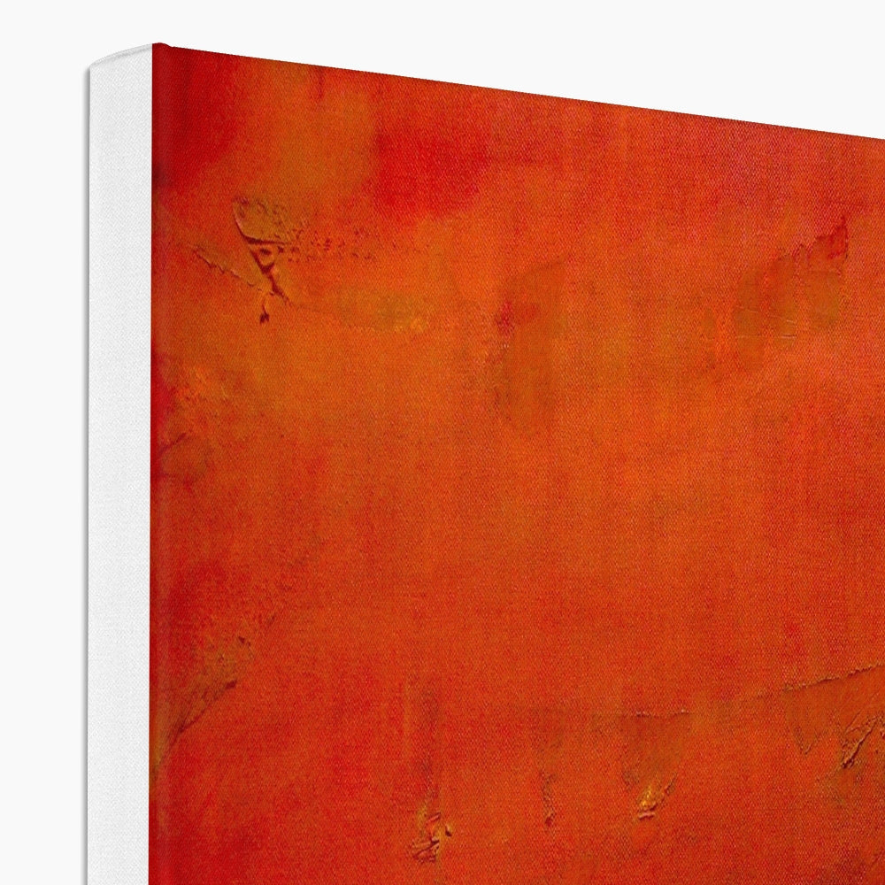 Deep Loch Lomond Sunset: orange and red abstract textured canvas art