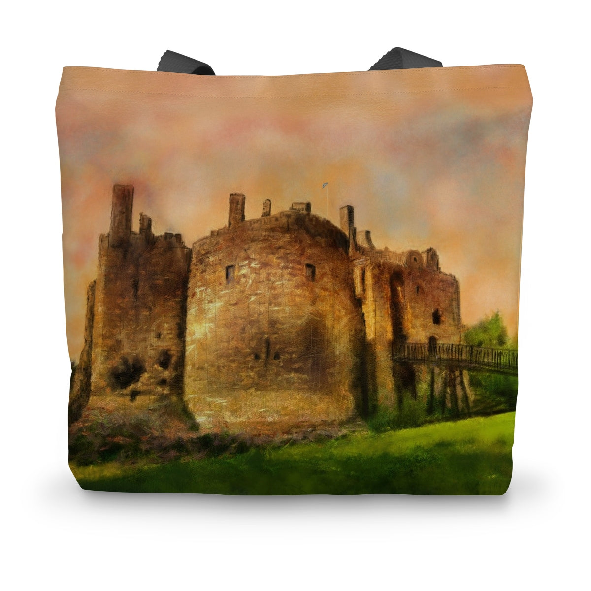 Dirleton Castle Art Gifts Canvas Tote Bag-Bags-Historic & Iconic Scotland Art Gallery-14"x18.5"-Paintings, Prints, Homeware, Art Gifts From Scotland By Scottish Artist Kevin Hunter