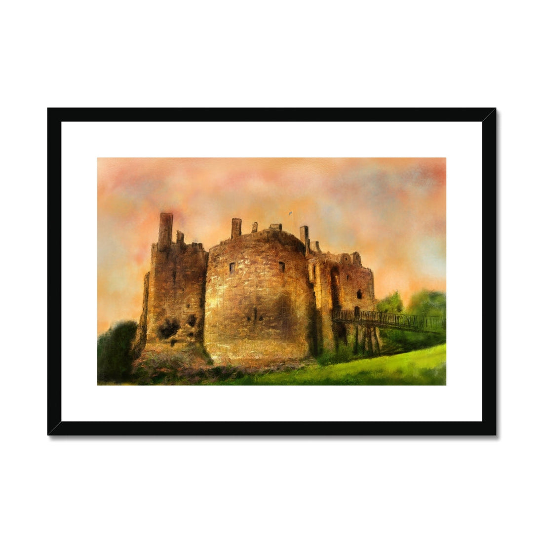 Dirleton Castle Dusk Painting | Framed &amp; Mounted Prints From Scotland