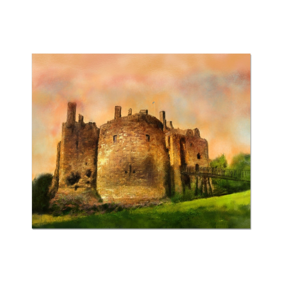 Dirleton Castle Dusk Painting | Artist Proof Collector Prints From Scotland-Artist Proof Collector Prints-Historic & Iconic Scotland Art Gallery-20"x16"-Paintings, Prints, Homeware, Art Gifts From Scotland By Scottish Artist Kevin Hunter