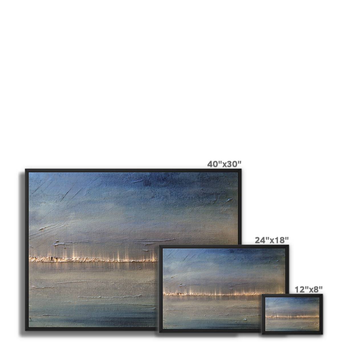 Distant Lights Lake Ontario Painting | Framed Canvas From Scotland-Floating Framed Canvas Prints-World Art Gallery-Paintings, Prints, Homeware, Art Gifts From Scotland By Scottish Artist Kevin Hunter