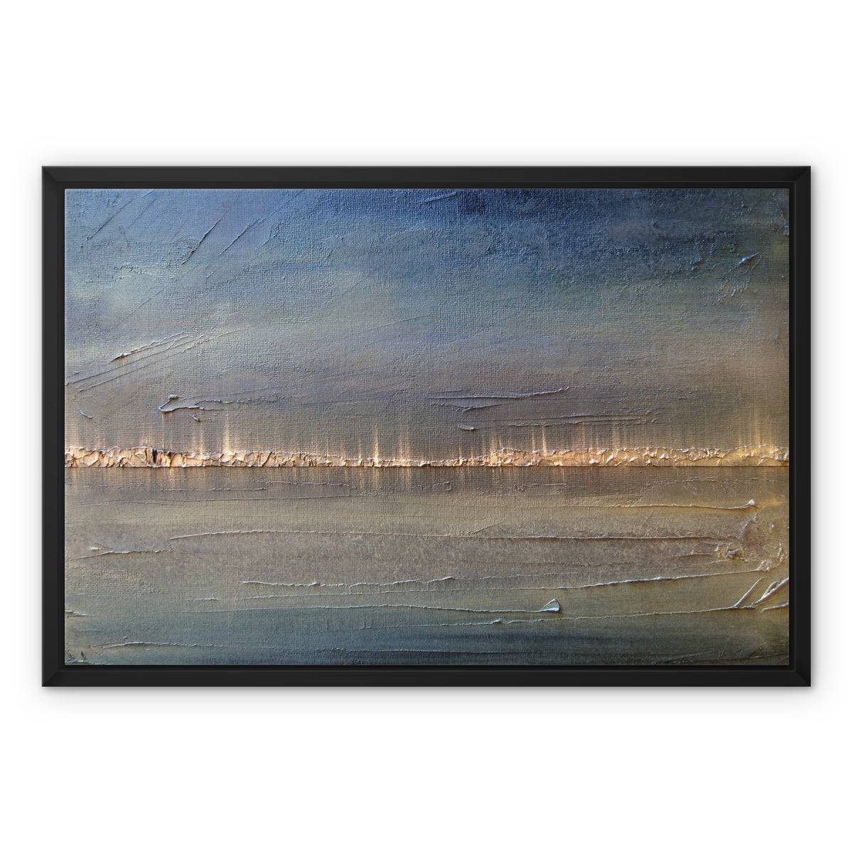 Distant Lights Lake Ontario Painting | Framed Canvas From Scotland-Floating Framed Canvas Prints-World Art Gallery-24"x18"-Paintings, Prints, Homeware, Art Gifts From Scotland By Scottish Artist Kevin Hunter