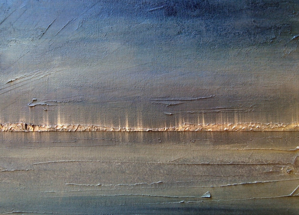 Textured abstract landscape painting titled Distant Lights Lake Ontario Original Painting