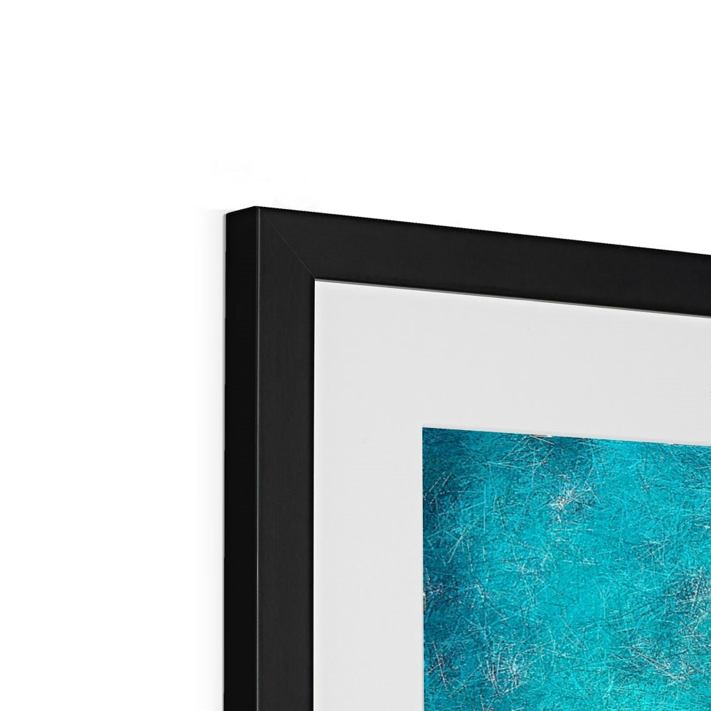 Black frame with teal abstract Diving Off Kefalos art print