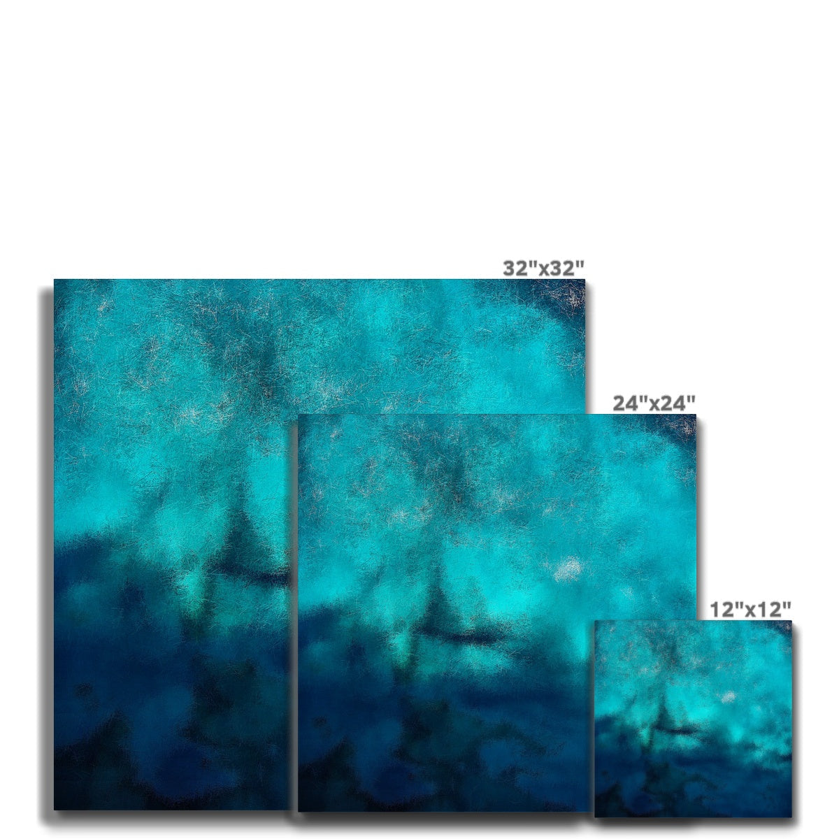 32x32 inch teal and blue abstract Diving Off Kefalos canvas print