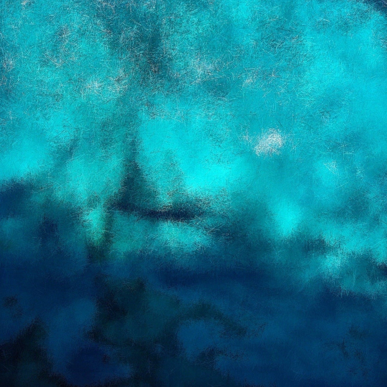 Abstract turquoise and blue texture in Diving Off Kos Original Painting artwork