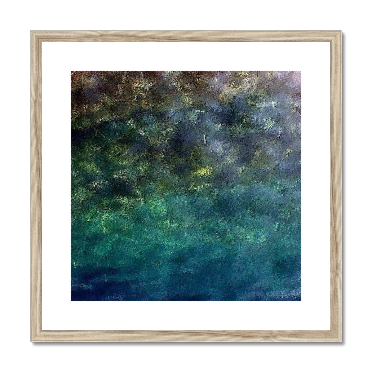 Diving Off Porto Venere abstract art print in teal green hues