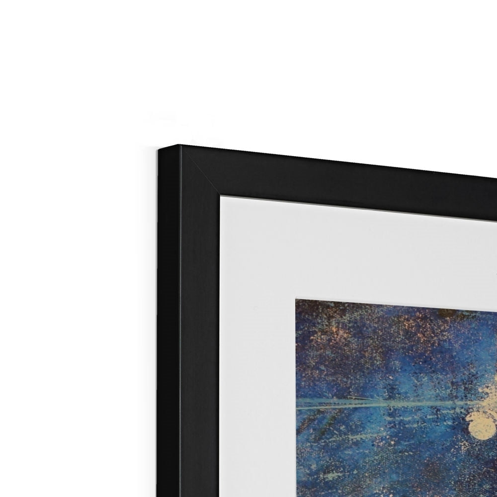 Black frame with abstract night sky and stars art print
