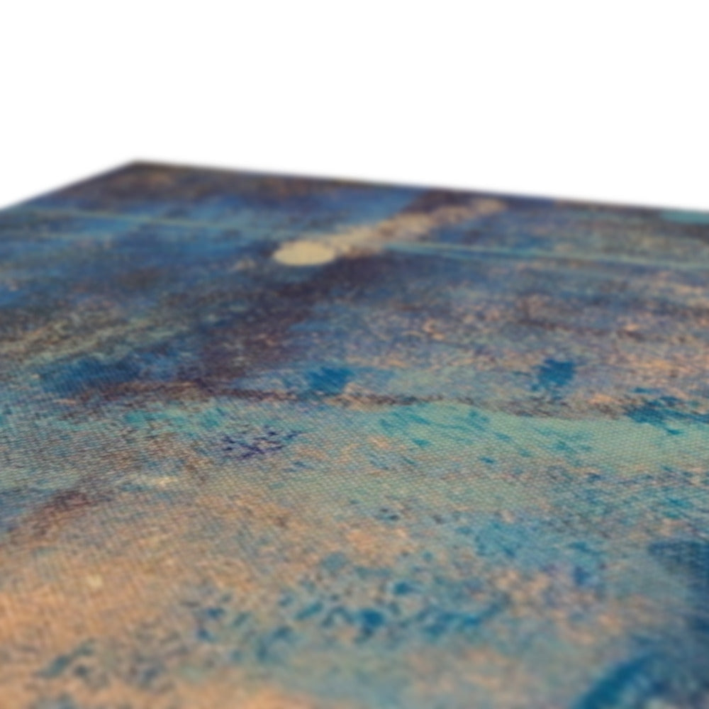 Blue and brown abstract textured canvas print: Diving With Rays