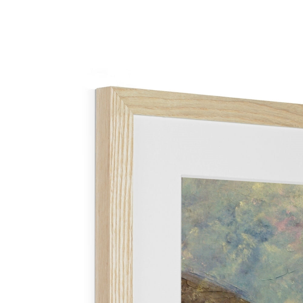 Light wood frame with white mat and Diving With Sharks abstract print