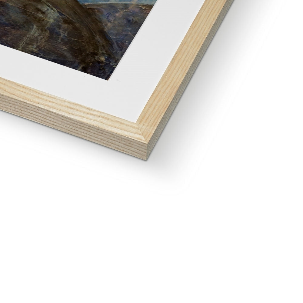 Diving With Sharks black print in wooden frame with white mat