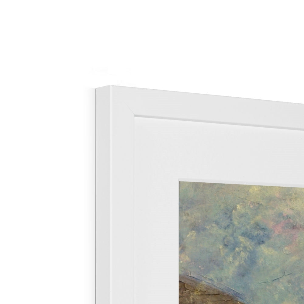 White rectangular matte frame for Diving With Sharks Art Print