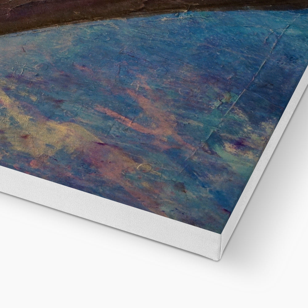 Diving with Sharks abstract canvas print in blue pink hues textured surface