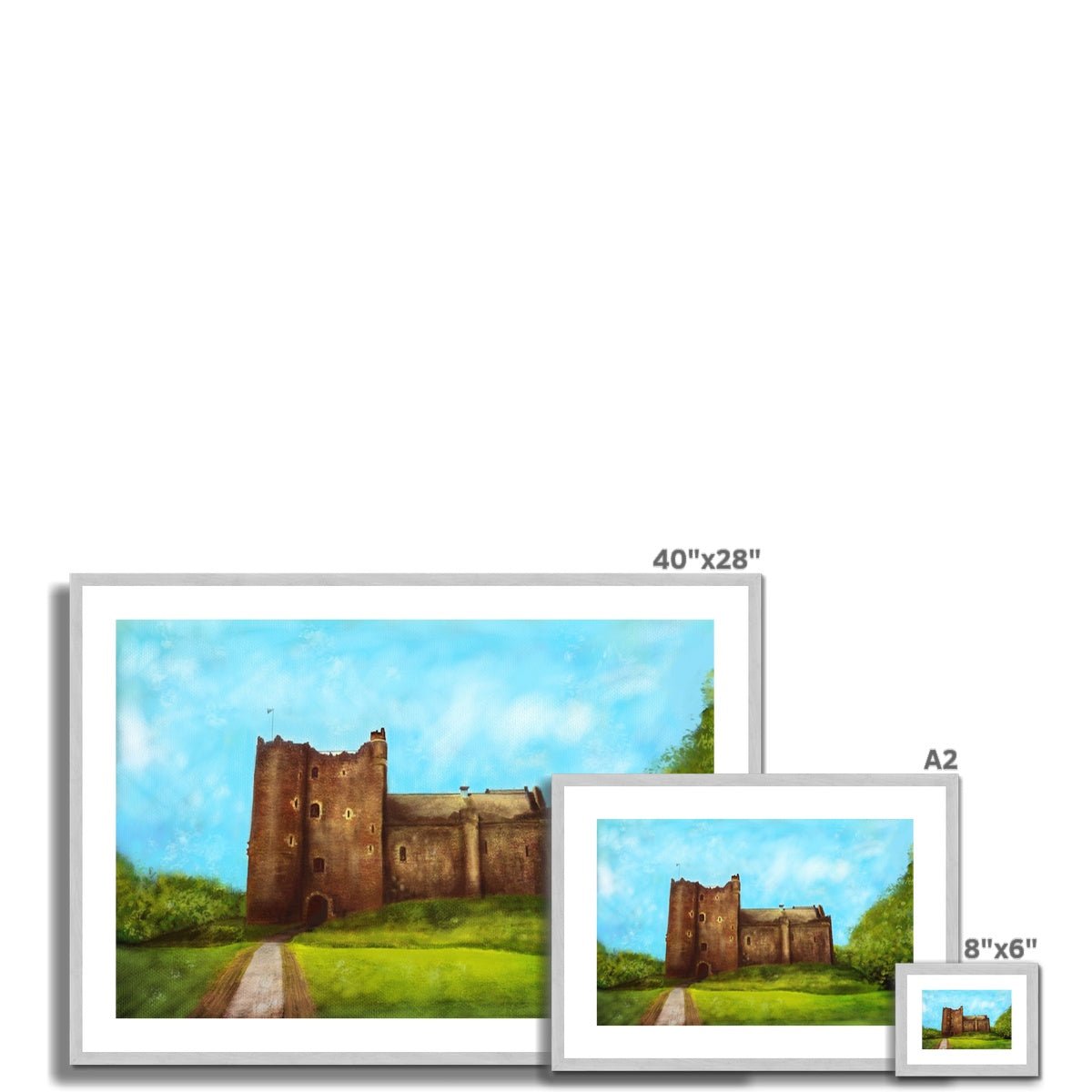 Doune Castle Painting | Antique Framed & Mounted Prints From Scotland-Antique Framed & Mounted Prints-Scottish Castles Art Gallery-Paintings, Prints, Homeware, Art Gifts From Scotland By Scottish Artist Kevin Hunter