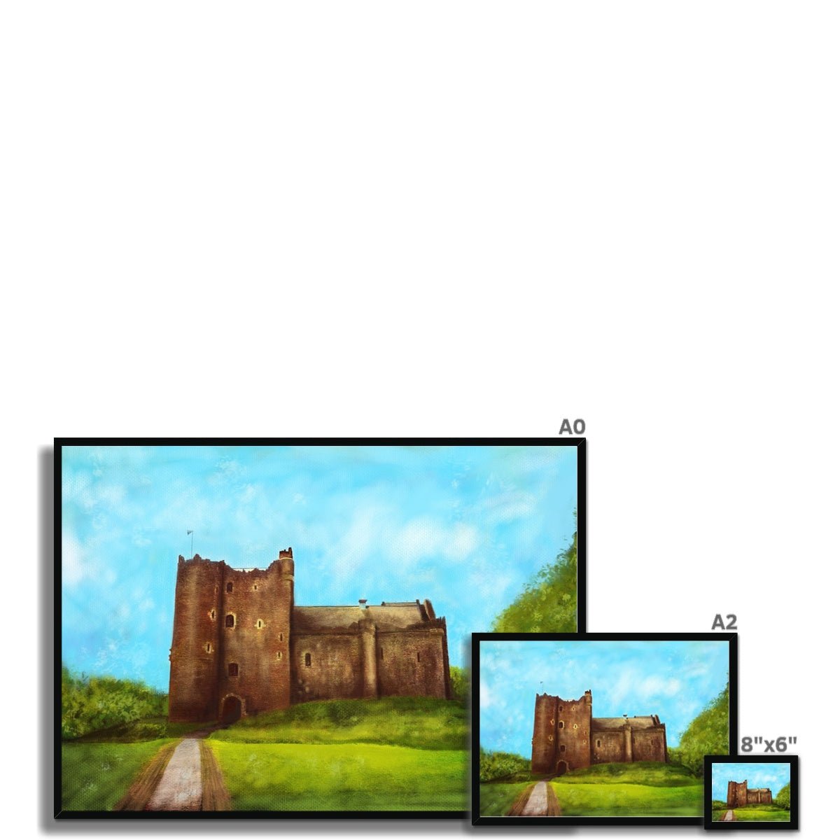 Doune Castle Painting | Framed Prints From Scotland-Framed Prints-Scottish Castles Art Gallery-Paintings, Prints, Homeware, Art Gifts From Scotland By Scottish Artist Kevin Hunter