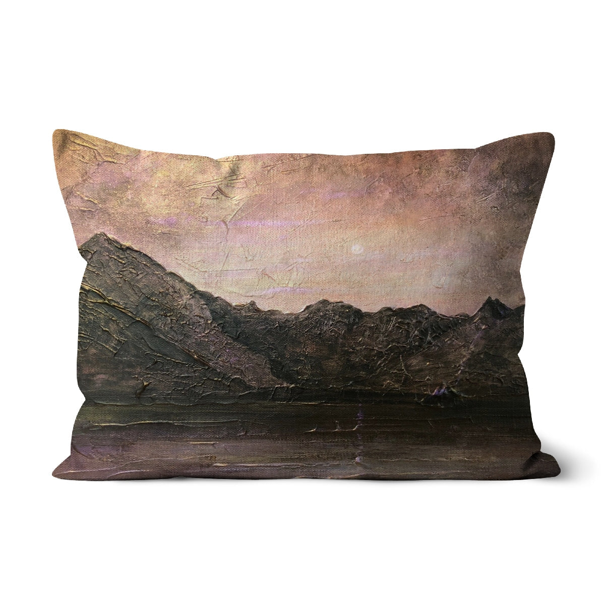Dubh Ridge Moonlight Cushion: textured mountain landscape pillow