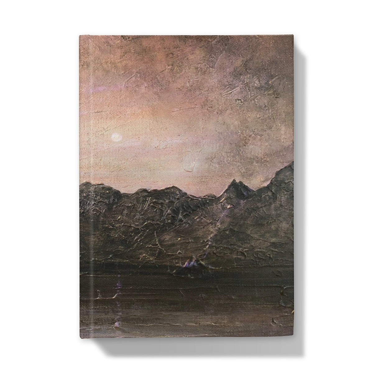 Dubh Ridge Moonlight journal with textured mountain landscape and moon