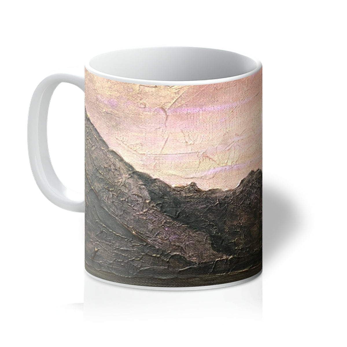 Dubh Ridge Moonlight Mug with textured mountain landscape design