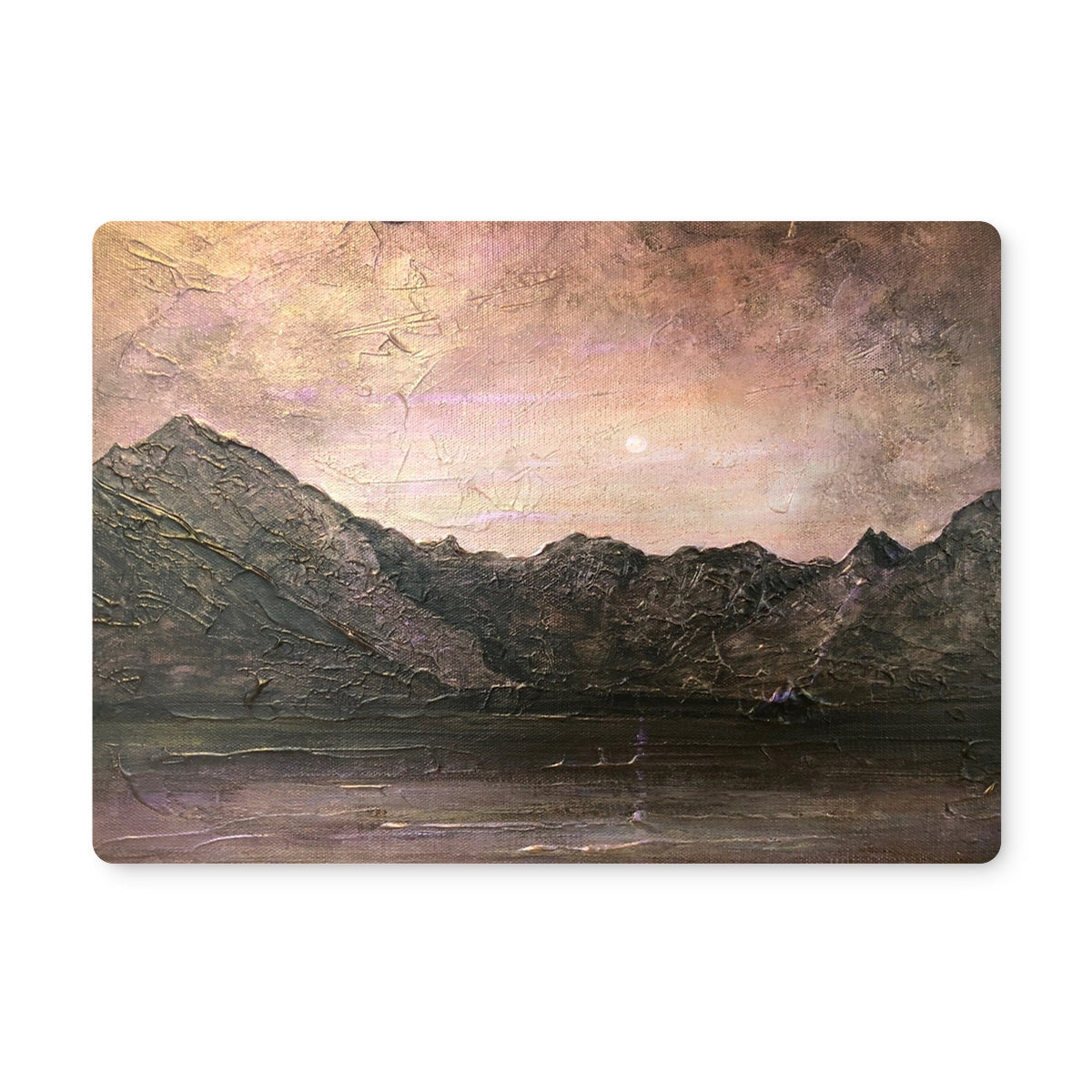 Dubh Ridge Moonlight placemat with textured mountain range painting