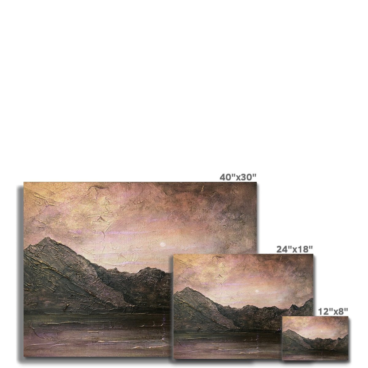 Dubh Ridge Moonlight Skye Painting | Canvas From Scotland-Contemporary Stretched Canvas Prints-Skye Art Gallery-Paintings, Prints, Homeware, Art Gifts From Scotland By Scottish Artist Kevin Hunter