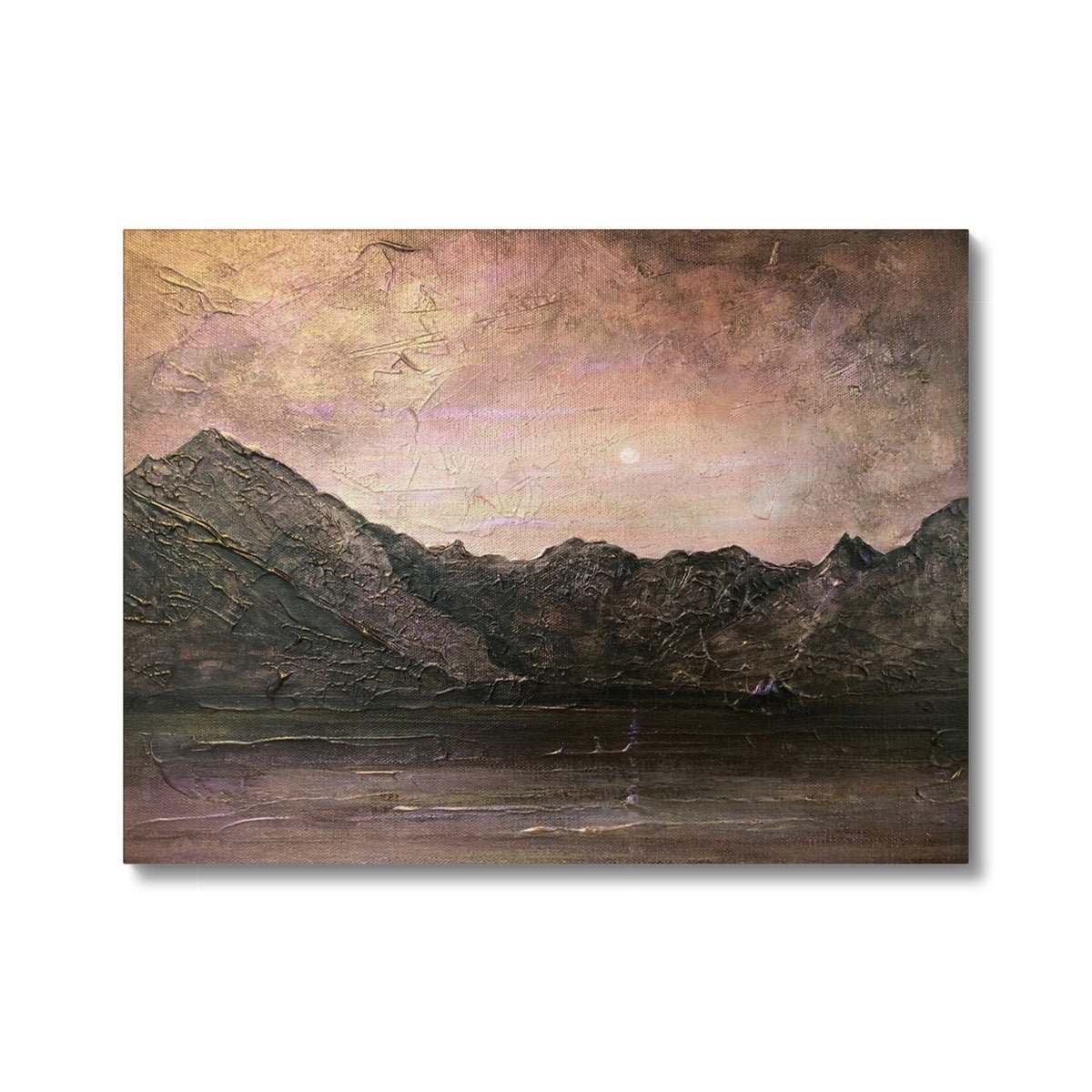 Dubh Ridge Moonlight Skye Painting | Canvas From Scotland-Contemporary Stretched Canvas Prints-Skye Art Gallery-24"x18"-Paintings, Prints, Homeware, Art Gifts From Scotland By Scottish Artist Kevin Hunter