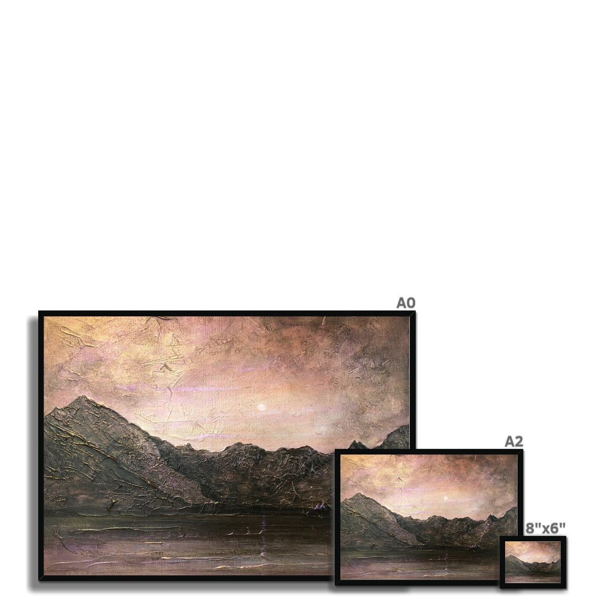 Dubh Ridge Moonlight Skye Painting | Framed Prints From Scotland-Framed Prints-Skye Art Gallery-Paintings, Prints, Homeware, Art Gifts From Scotland By Scottish Artist Kevin Hunter
