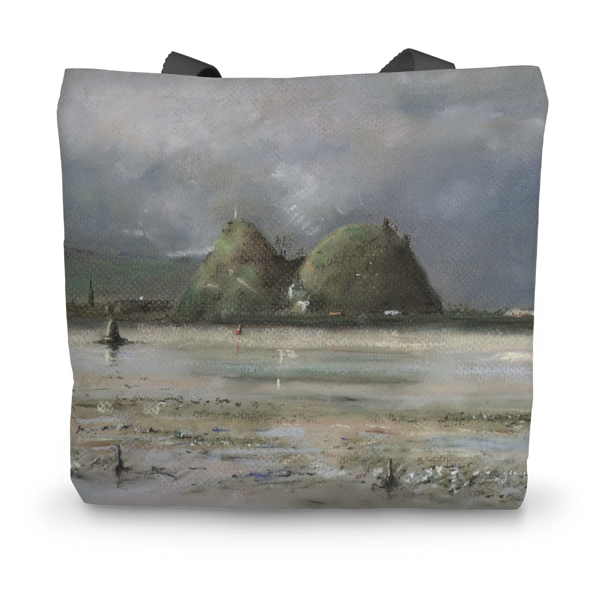 Dumbarton Rock Art Gifts Canvas Tote Bag-Bags-River Clyde Art Gallery-14"x18.5"-Paintings, Prints, Homeware, Art Gifts From Scotland By Scottish Artist Kevin Hunter