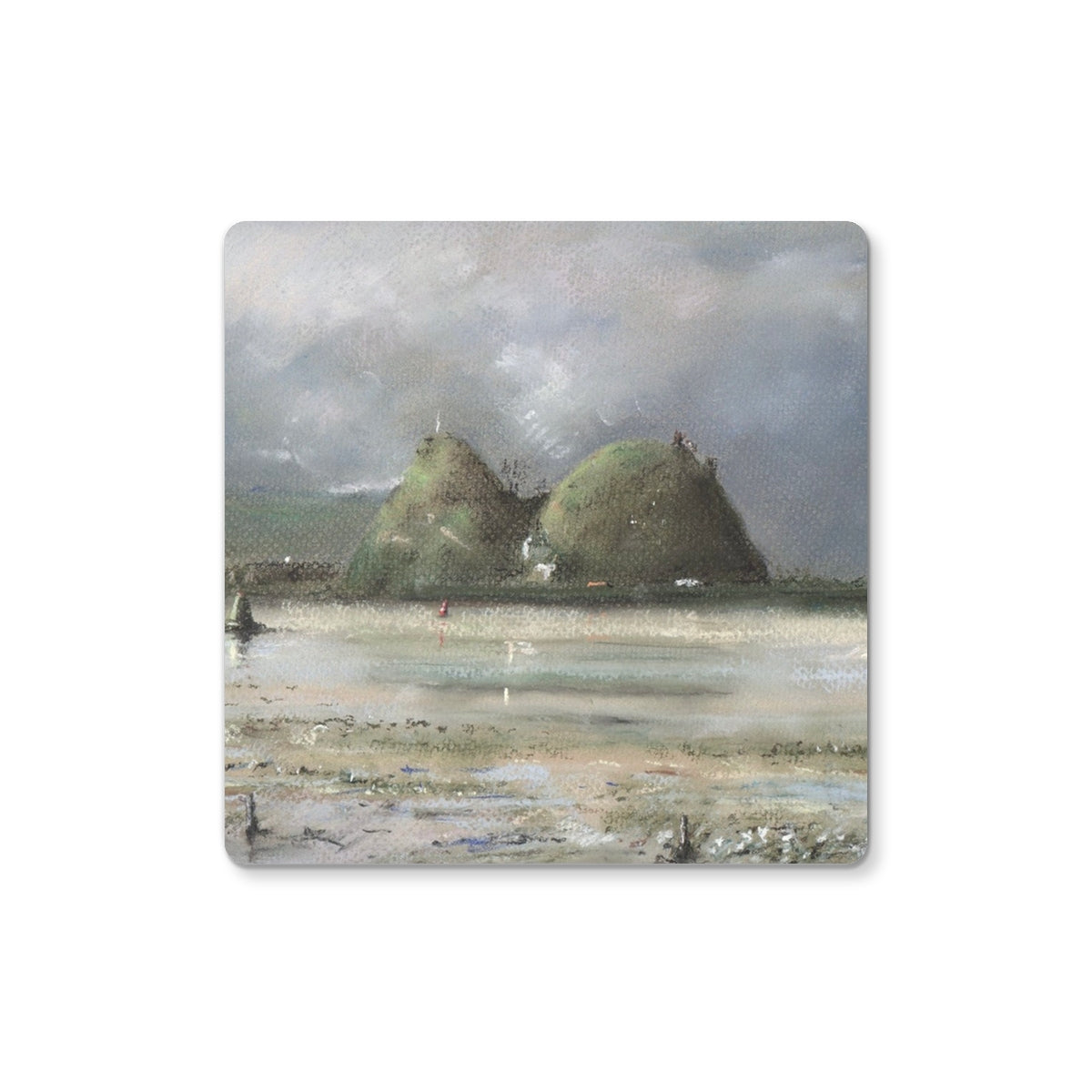 Dumbarton Rock Art Gifts Coaster-Homeware-River Clyde Art Gallery-2 Coasters-Paintings, Prints, Homeware, Art Gifts From Scotland By Scottish Artist Kevin Hunter