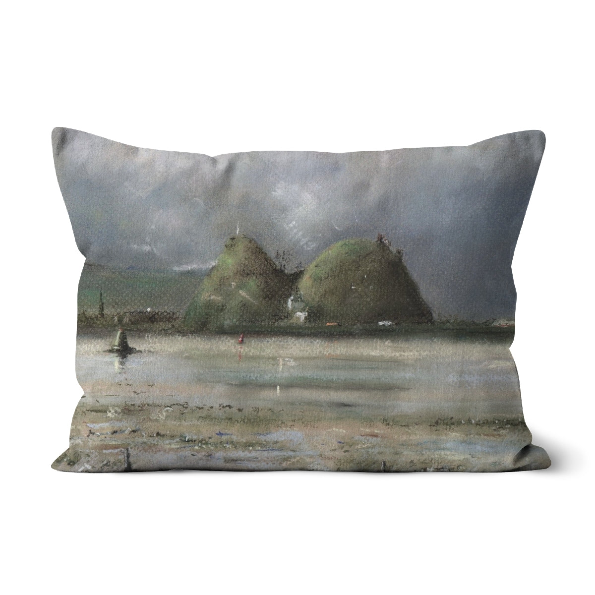 Dumbarton Rock Art Gifts Cushion | River Clyde Art Gallery | Paintings, Prints, Homeware and Art Gifts From Scotland By Scottish Artist Kevin Hunter