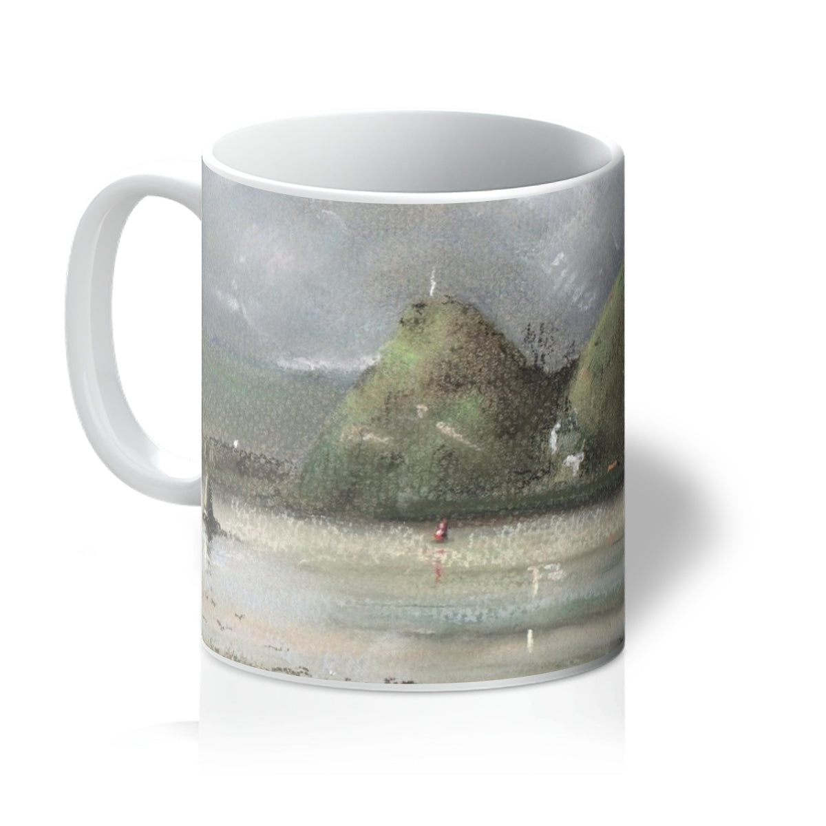 Dumbarton Rock Art Gifts Mug-Homeware-River Clyde Art Gallery-11oz-White-Paintings, Prints, Homeware, Art Gifts From Scotland By Scottish Artist Kevin Hunter