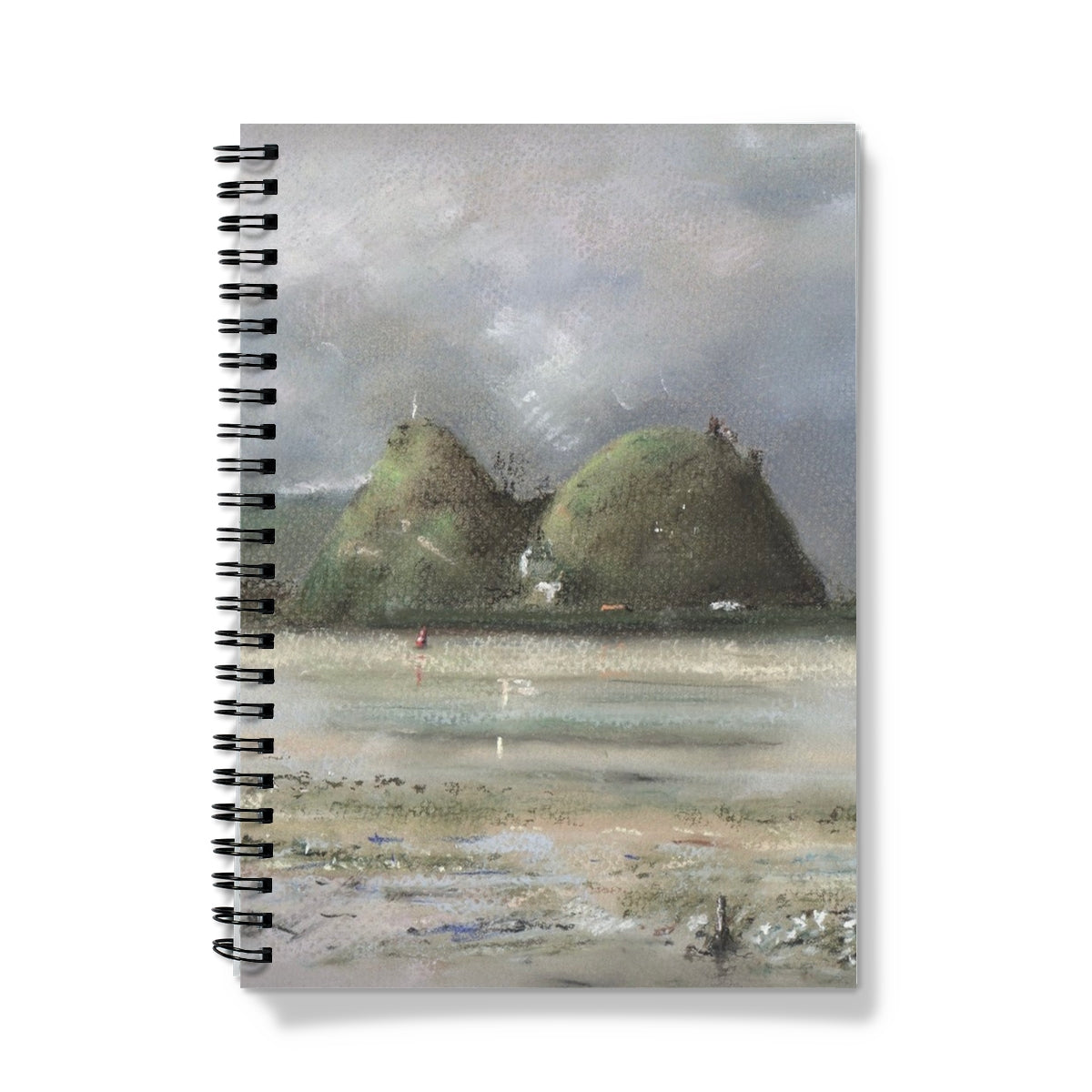 Dumbarton Rock Art Gifts Notebook-Journals & Notebooks-River Clyde Art Gallery-A5-Graph-Paintings, Prints, Homeware, Art Gifts From Scotland By Scottish Artist Kevin Hunter