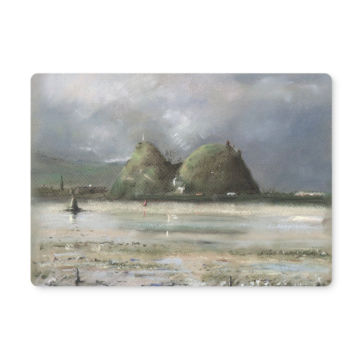 Dumbarton Rock Art Gifts Placemat-Placemats-River Clyde Art Gallery-2 Placemats-Paintings, Prints, Homeware, Art Gifts From Scotland By Scottish Artist Kevin Hunter